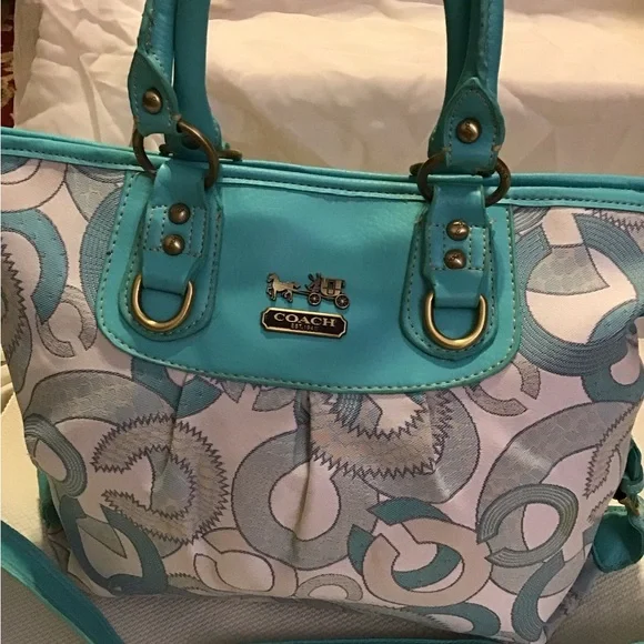 Coach Blue and White Satchel - Picture 2 of 6